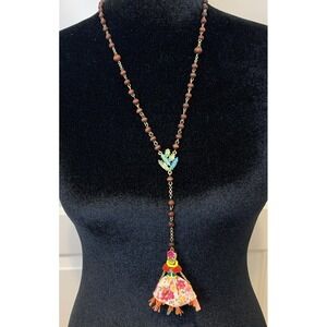 Betsey Johnson Calypso Ballerina Dancer Skeleton Girl Necklace Boho Chic